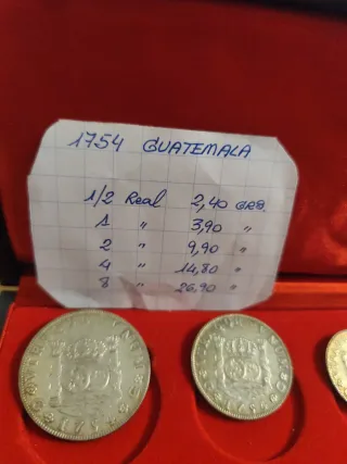 Monedas Plata Guatemala 1754 Repr en plata 999
