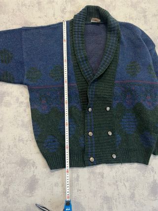 Jersey de punto azul y verde oversize colorblock