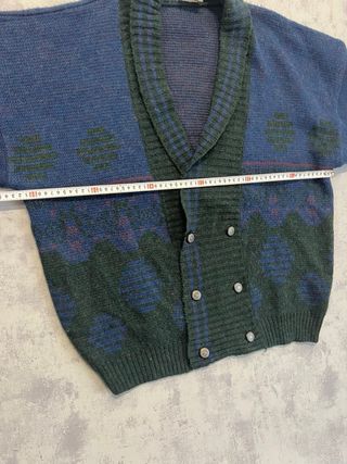 Jersey de punto azul y verde oversize colorblock