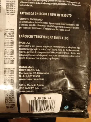 Cadenas de coche para nieve de tela 74