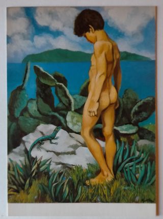 Cartolina Renato Guttuso Bambino con Ramarro