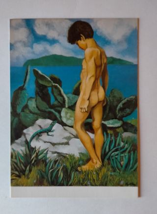 Cartolina Renato Guttuso Bambino con Ramarro