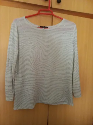 Blusa plateada con pedrería