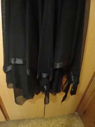 Vestido gasa picos negro