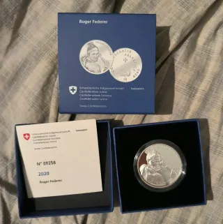 Moneta 20 Fr. Roger Federer 2020 numerata