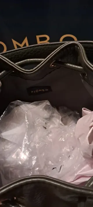 Borsa a sacca Piombo verde similpelle