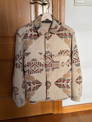 Camisa Zara Étnica Beige Multicolor