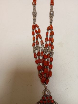 Collar étnico plata 925 con coral