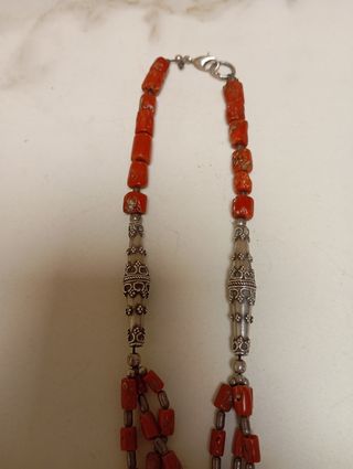 Collar étnico plata 925 con coral