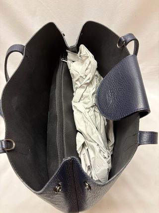 Borsa blu in pelle genuine leather