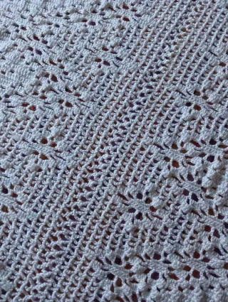 Manta 135 tejida a crochet blanco, de ganchillo