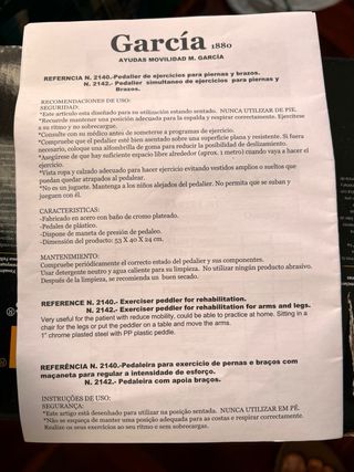 Pedales Garcia 1880 ejercicio