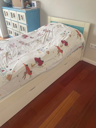 Cama infantil madeira, com gavetão, 2 colchões