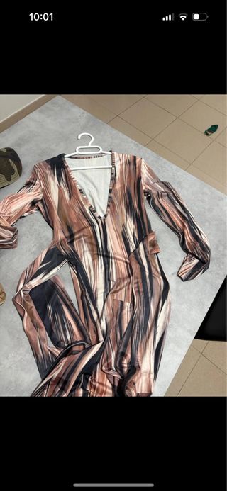 Vestido largo estampado manga larga