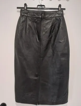 Falda Vintage de Piel Negra sin talla