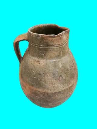 ✅Antigua jarra de cerámica esmaltada alcarreña.