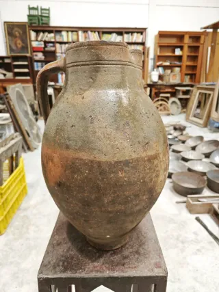 ✅Antigua jarra de cerámica esmaltada alcarreña.