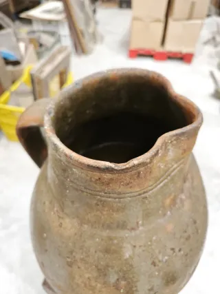 ✅Antigua jarra de cerámica esmaltada alcarreña.