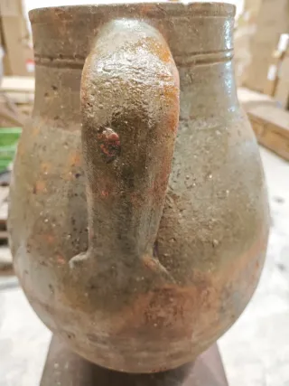 ✅Antigua jarra de cerámica esmaltada alcarreña.