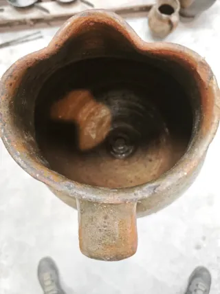 ✅Antigua jarra de cerámica esmaltada alcarreña.