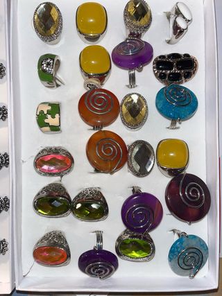 Lote Anillos Étnicos Piedras Grandes