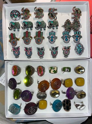 Lote Anillos Étnicos Piedras Grandes