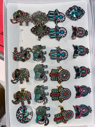 Lote Anillos Étnicos Piedras Grandes