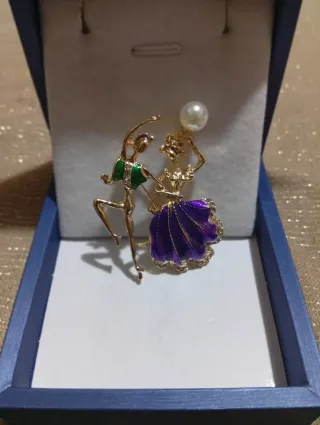 Spilla Ballerini stile retrò oro e viola