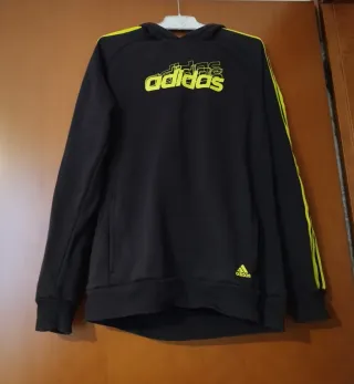 Felpa Adidas con cappuccio nera e gialla