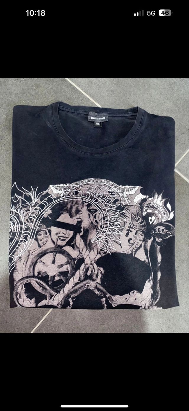 T-shirt Just Cavalli nera con stampa teschio