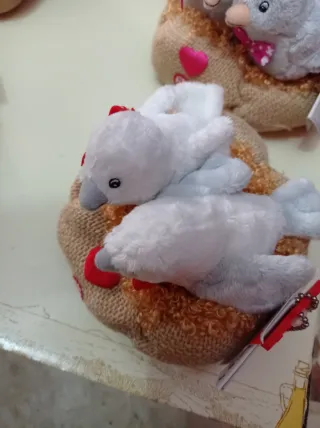 Coppia di uccellini peluche nido San Valentino
