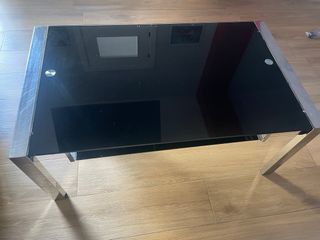 Mesa de salón elevable cristal y metal