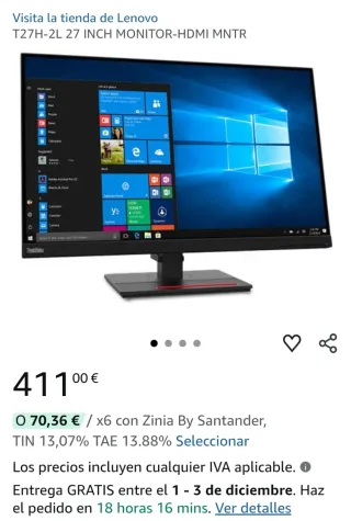 Monitor Thinkvision T27h-2L con golpe pantalla