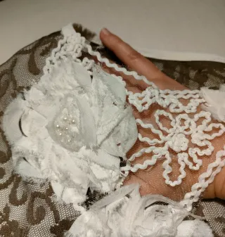 Vestido mini encaje marrón y blanco