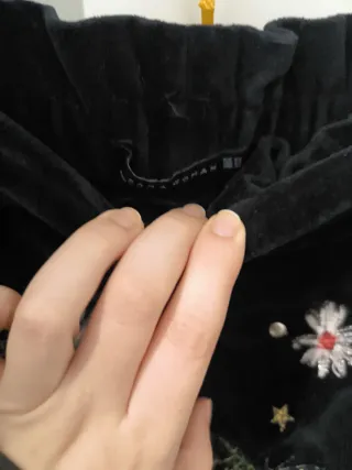 Falda pantalón Zara terciopelo bordada T.XS