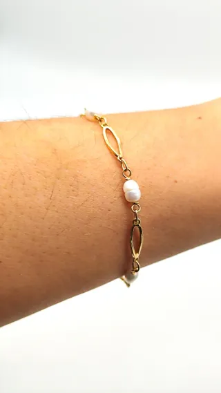 Pulsera dama oro 18kt con perlas