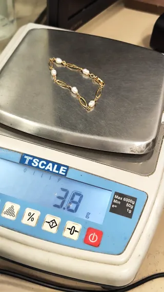 Pulsera dama oro 18kt con perlas