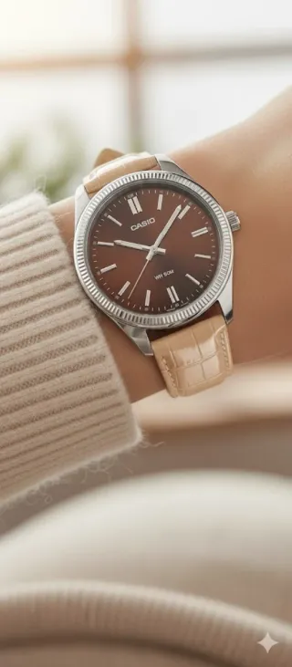 Reloj Casio Mujer Marrón y Plata