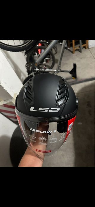 Casco Jet LS2 Airflow II Talla M Negro