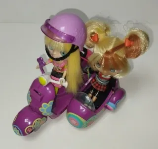 2 muñecas Pet Shops con Moto y Sidecar