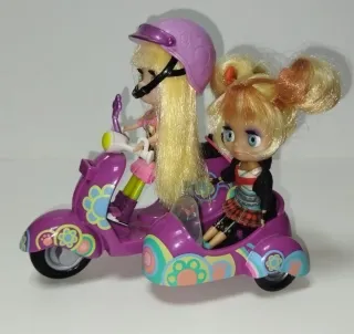 2 muñecas Pet Shops con Moto y Sidecar