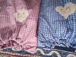 Mandilón bebé cuadros rosa y azul