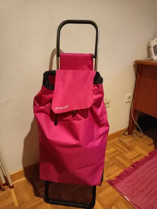 Carrito de compra Rolser rosa y negro