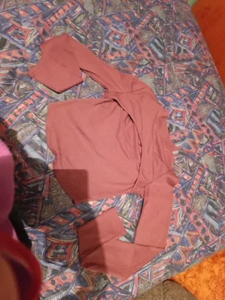 Top manga larga rosa