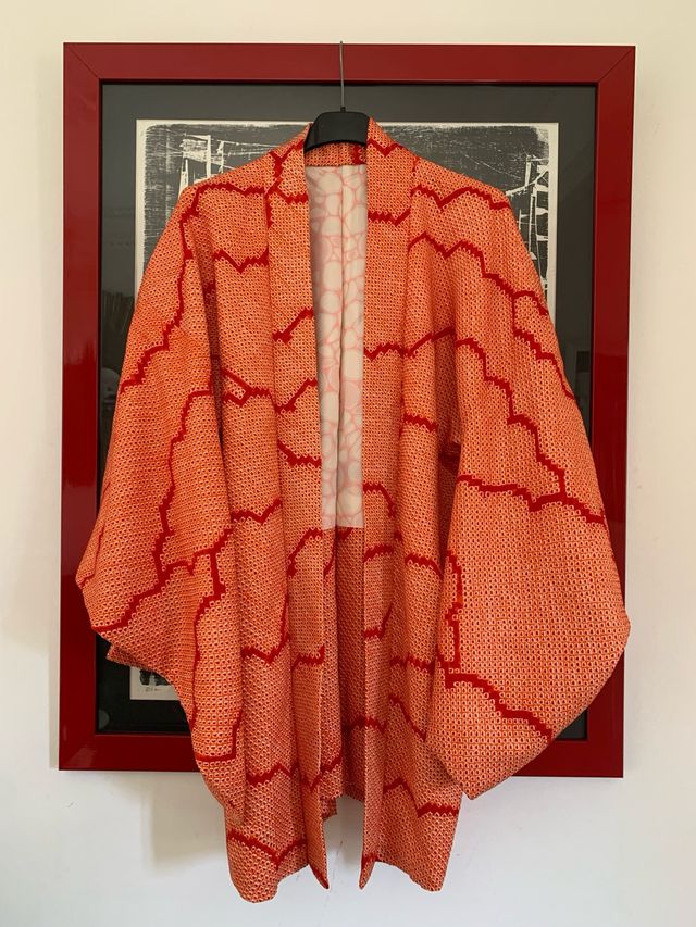 Haori Japonés Naranja y Rojo