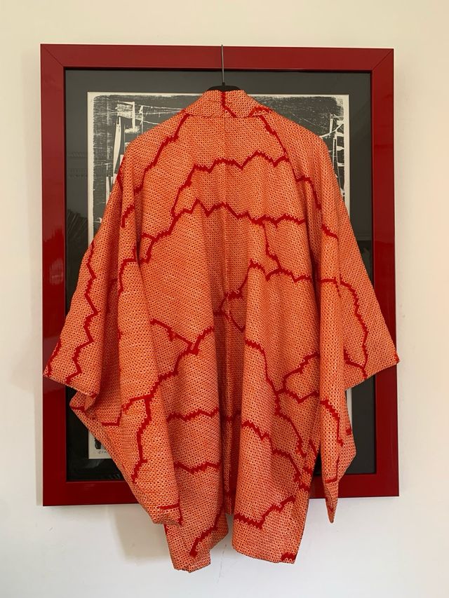 Haori Japonés Naranja y Rojo