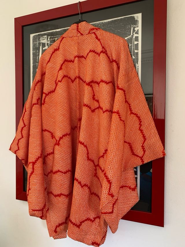 Haori Japonés Naranja y Rojo