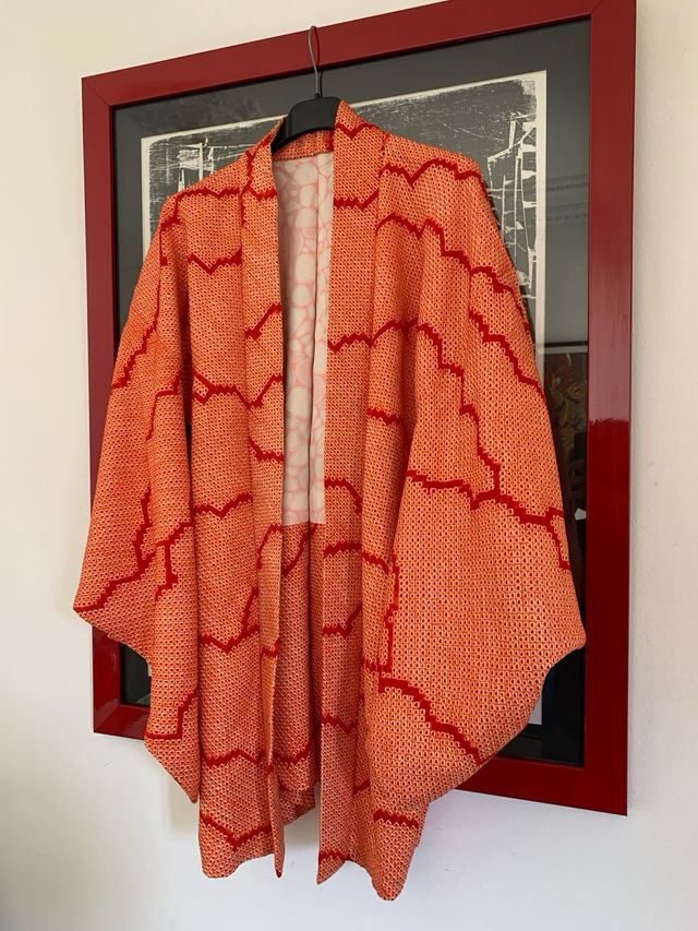 Haori Japonés Naranja y Rojo