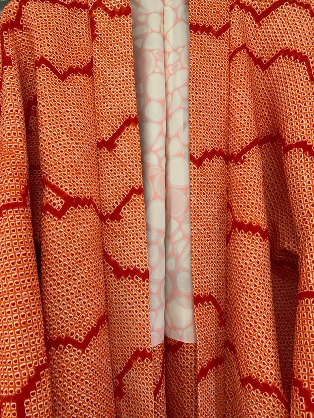 Haori Japonés Naranja y Rojo