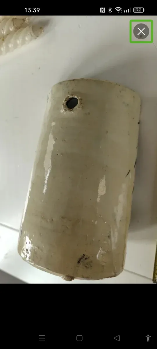 Portavelas palmatoria cerámica.